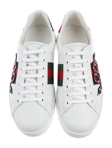 gucci ace snakeskin-trimmed leather sneakers|Gucci ace sneakers interlocking g.